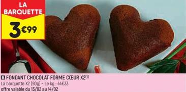 Fondant Chocolat Forme Coeur X2