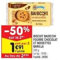 découvrez le délicieux biscuit baiocchi fourré chocolat et noisettes de barilla en promo !