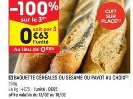 Baguette Céréales Ou Sésame Ou Pavot Au Choix