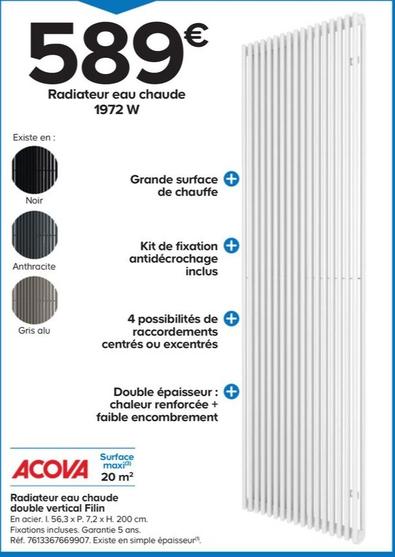 Acova - Radiateur Eau Chaude Double Vertical Filin