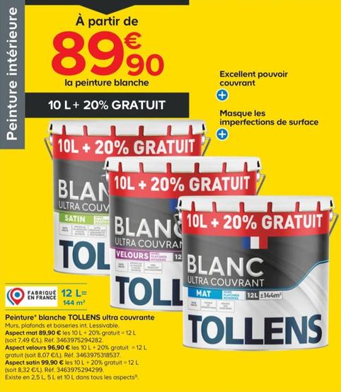 tous - tollens - peinture blanche ultra couvrante