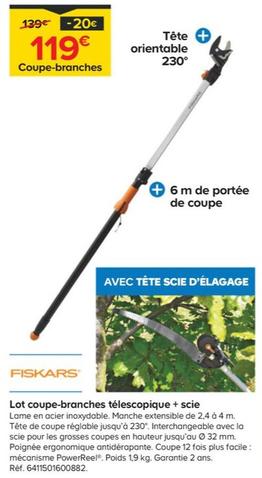 Fiskars - Lot Coupe-branches Télescopique + Scie