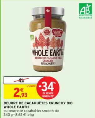 Whole Earth - Beurre De Cacahuètes Crunchy Bio