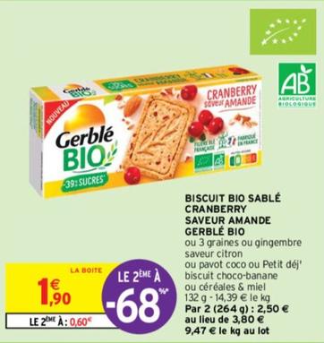 Gerblé - Biscuit Bio Sablé Cranberry Saveur Amande