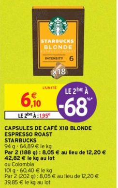 Découvrez les capsules de café Starbucks Blonde Espresso Roast en promo, pack de 18 !