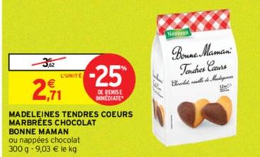 Bonne Maman - Madeleines Tendres Coeurs Marbrées Chocolat : le délice à partager en promotion !
