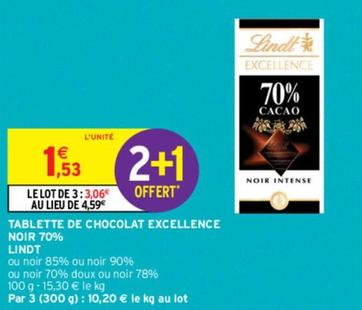 Lindt - Tablette De Chocolat Excellence Noir