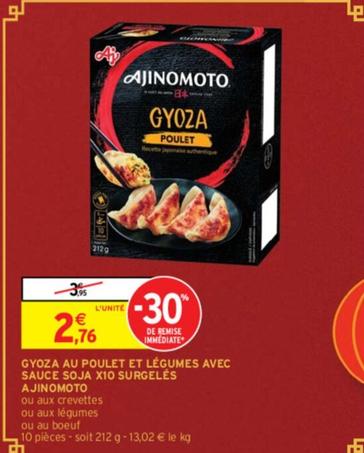 Offre spéciale : 10 Gyoza au poulet et légumes surgelés avec sauce soja Ajinomoto
