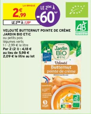 Velouté Butternut Pointe De Crème - Jardin Bio Etic | Promo: 25% | Bio et Naturel