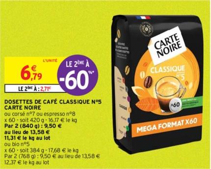 Carte noire - Dosettes De Cafe Classique N*5