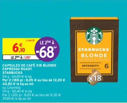 Starbucks - Capsules de café X18 Blonde Espresso Roast : Promo et Caractéristiques