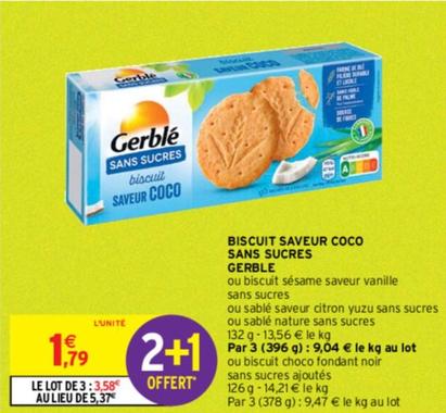 Gerblé - Biscuit Saveur Coco Sans Sucres