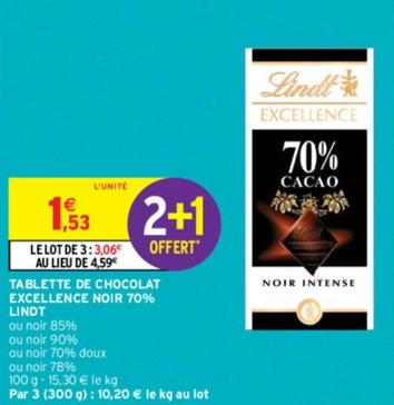 Lindt - Tablette De Chocolat Excellence Noir 70%