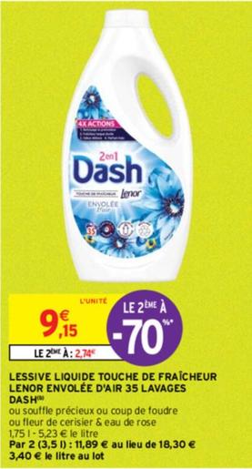 Dash - Lessive Liquide Touche De Fraîcheur Lenor Envolée D'air 35 Lavages