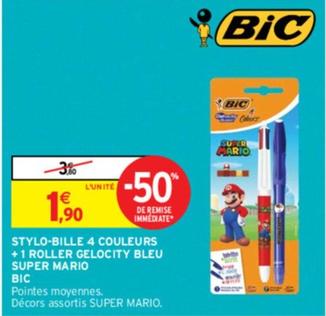 Bic - Stylo-bille 4 Couleurs +1 Roller Gelocity Bleu Super Mario : le combo parfait pour une écriture fluide et colorée ! Découvrez la promo irrésistible sur ce produit aux caractéristiques uniques !