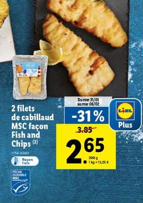 2 Filets De Cabillaud Msc Façon Fish And Chips