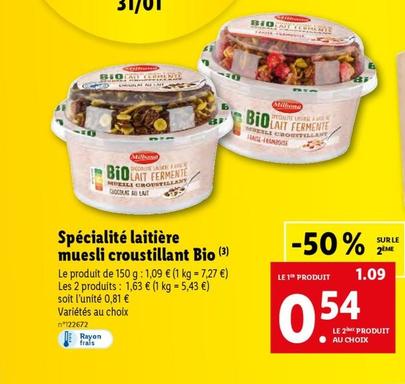 Milbona - Spécialité Laitière Muesli Croustillant Bio