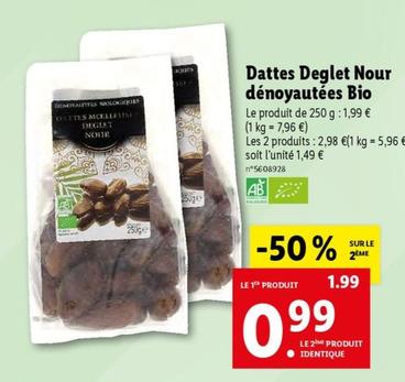 Dattes Deglet Nour Dénoyautées Bio