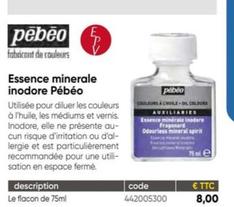 Pēbēo - Essence Minerale Inodore offre à 8€ sur Dalbe