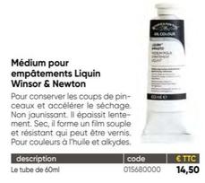 Winsor & Newton - Médium Pour Empâtements Liquin  offre à 14,5€ sur Dalbe