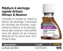 Winsor & Newton - Médium À Séchage Rapide Artisan  offre à 9,95€ sur Dalbe