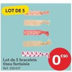 Lot De 5 Bracelets Tissu Fantaisie