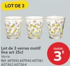 Lot De 3 Verres Motif Line Art 25cl