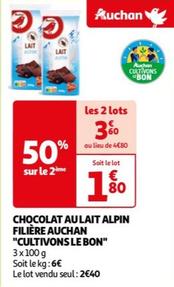 Auchan - Chocolat Au Lait Alpin Filière Cultivons Le Bon