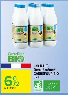 Carrefour - Lait U.h.t. Demi-écrémé Bio