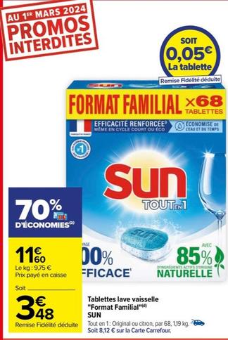 Sun - Tablettes Lave Vaisselle "format Familial"