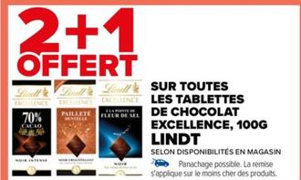 découvrez la promo lindt : excellence, 100g - sur toutes les tablettes de chocolat