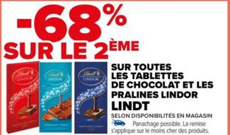 lindt - la gourmandise à l'honneur avec les tablettes de chocolat et pralines lindor !