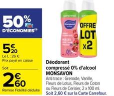 monsavon - déodorant compressé 0% d'alcool