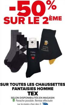 tex - sur toutes les chaussettes fantaisies homme