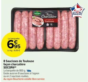 Socopa - 8 Saucisses De Toulouse Façon Charcutière : Savourez la promo sur ces saucisses au bon goût de Toulouse et à la texture charcutière !