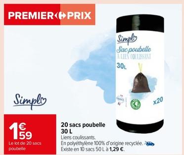 Simple - 20 Sacs Poubelle 30 L