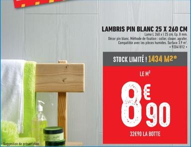 Lambris Pin Blanc 25 X 260 Cm