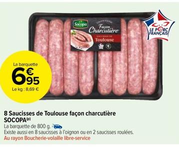 Socopa - 8 Saucisses De Toulouse Façon Charcutière : La promo de l'été sur notre produit vedette, savourez nos saucisses de Toulouse à la charcutière !