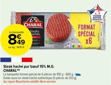 charal - steak haché pur bœuf 15% m.g.