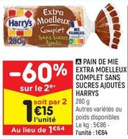 Découvrez le Pain De Mie Extra Moelleux Complet Sans Sucres Ajoutés Harry's en Promo !