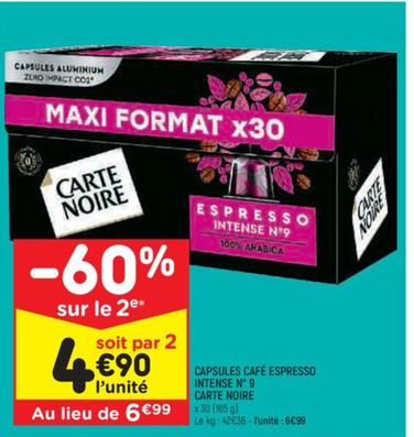 Carte Noire - Capsules Café Espresso Intense N° 9 : le café intense en capsules