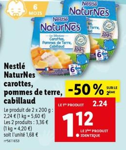 NaturNes Carottes, Pommes de Terre Cabillaud - Un délicieux mélange de légumes et de poisson pour bébés.