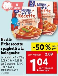 Nestlé - P'tite Recette Spaghetti À La Bolognaise : un délicieux plat à petit prix pour ravir toute la famille !