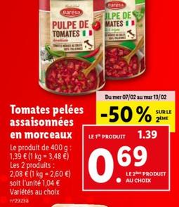 Baresa - Tomates Pelées Assaisonnées en Morceaux