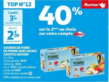 Auchan - Gourdes De Puree De Pomme Sans Sucres Ajoutes: Nouveau produit sans sucres ajoutés en promo
