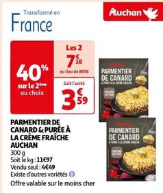 Auchan - Parmentier De Canard & Purée À La Crème Fraîche