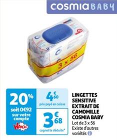 Cosmia Baby - Lingettes Sensitive à l'extrait de camomille : douceur et protection pour la peau de bébé