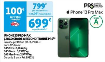 Profitez de la promo sur l'Apple Iphone 13 PRO MAX 128GO Grade A Reconditionné PRS avec ses caractéristiques de pointe !