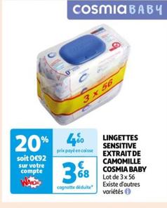 Cosmia Baby - Lingettes Sensitive Extrait De Camomille: Douceur et protection pour la peau de bébé