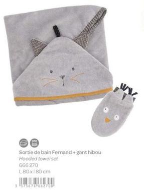 Sortie De Bain Fernand + Gant Hibou offre sur Moulin Roty